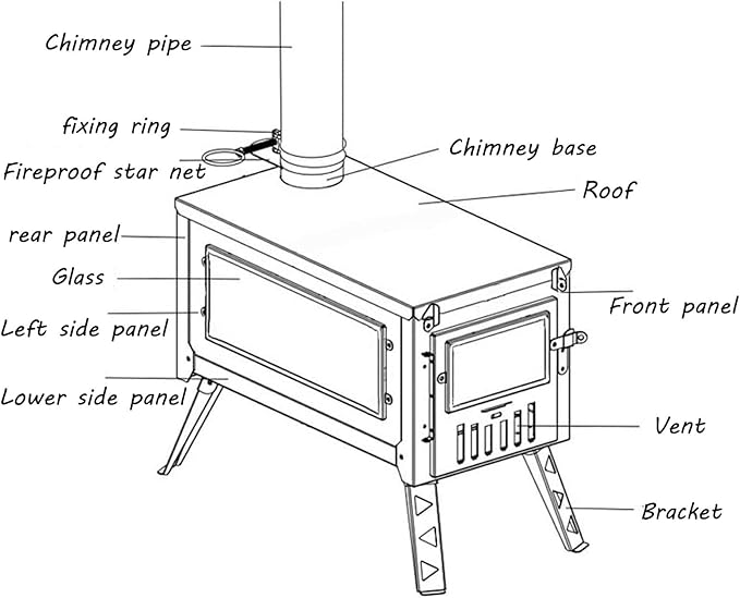 Wood Burning Stove, Portable Tent Stove for Heating,Mini Outdoor Stove,Folding Stove for Cooking, Courtyard, Camping,BBQ,Camp,Touring,Winter,Ice Fishing, Hunting,Include Chimney Pipes(Stainless-304)