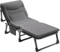 Camping Cot Built-in Headrest, 4-Position Folding Chaise Lounge Chair, Lightweight Tent Cot, Portable Folding Bed for Sleeping