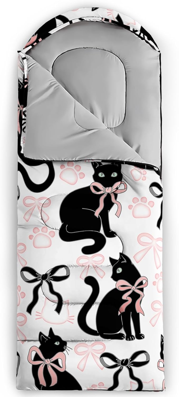 AILONEN Kawaii Panda Sleeping Bags,Lightweight & Waterproof,3 Season Warm & Cool Weather,Dreamy Purple Flower Animal Themed Sleeping Bags for Boys,Girls,Kids,Adults Travelling,Outdoors