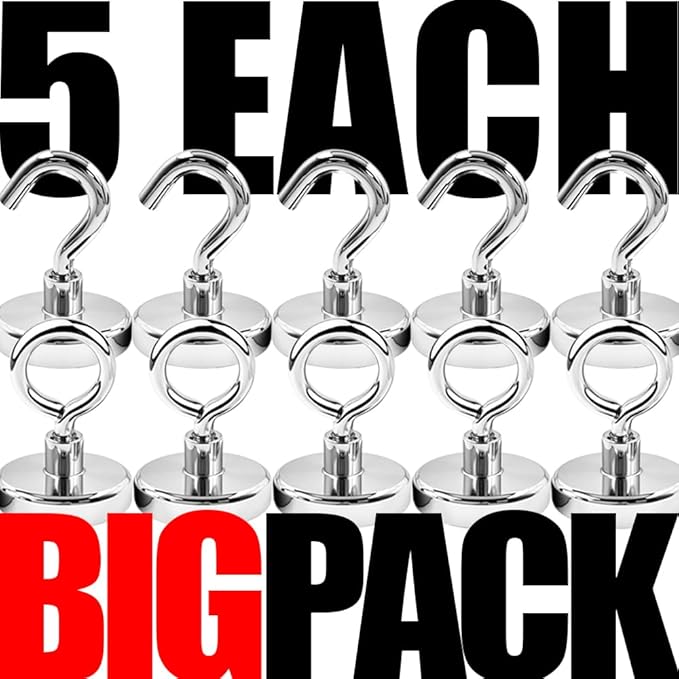 Camping Tent Hooks - 5 Hooks & 5 Rings Outdoor Magnet Clip Hanger