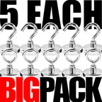 Camping Tent Hooks - 5 Hooks & 5 Rings Outdoor Magnet Clip Hanger