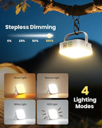 Eventek Solar Camping Lights, Rechargeable Solar Camping Lantern Up to 100+ Hours & 4 Light Modes, Portable IP65 Waterproof LED Camping Light for Camp, Tent, Power Outages Emergency