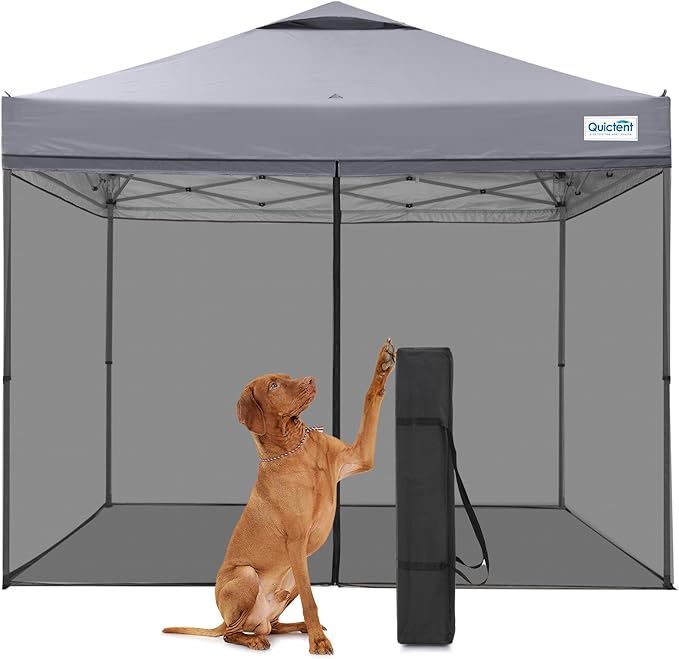 Quictent 10x10 Pop Up Screened Canopy Tent, Instant Setup for 1 Person with Netting, Portable & Compact, Waterproof & UV Protection, Ideal for Camping, Beach, Parties, and Outdoor Events