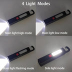2 Pack Solar Flashlight, Rechargeable Zoomable LED Flashlight, High Lumens Solar Powered Flashlights with Tail Hook Rechargeable Handheld Flashlights for Home Emergency Camping Hiking