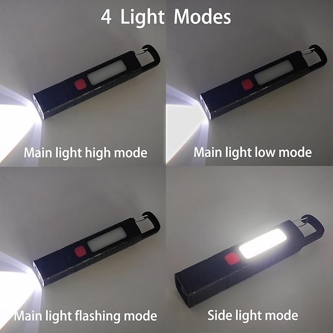 2 Pack Solar Flashlight, Rechargeable Zoomable LED Flashlight, High Lumens Solar Powered Flashlights with Tail Hook Rechargeable Handheld Flashlights for Home Emergency Camping Hiking