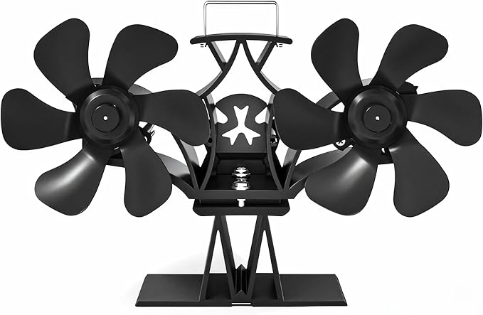 HIDALIFE Wood Stove Fan for Heater, 12 Blades Heat Powered Dual Motor Fan with Heater Top Tray Compatible for Propane Heater, Accessories for Gas Wood Burner Stove Tent Camping