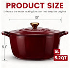 Enameled Cast Iron Dutch Oven with Lid – 5QT Heavy-Duty Pot, Oven Safe up to 500°F, Dual Handles, Ideal for Sourdough Bread Baking, Stews, Roasting, Braising – All Cooktops, Durable & Versatile Cookware (Red)