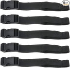 5Pcs Black Nylon Strap 1" x 47" (3.9ft) Buckle Straps with Quick Release Adjustable Straps with Buckles, Tie Down Strap for Backpacking, Outdoor Activities