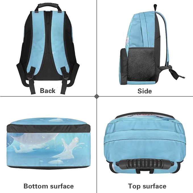 Shark Backpack with Lunch Box Blue Bookbag Cute Lightweight Kids Bookbag with Lunch Box Boys 4 Pcs School Bags for Boys 10-12 Travel Outdoor Camping Daypack Graduation Gifts
