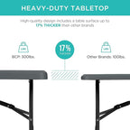 Best Choice Products 6ft Plastic Folding Table, Indoor Outdoor Heavy Duty Portable w/Handle, Lock for Picnic, Party, Camping - Dark Gray