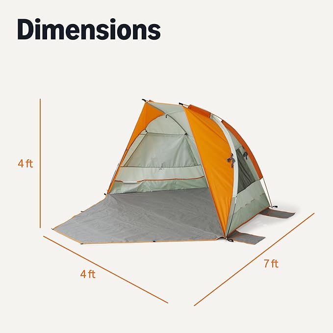 Amazon Basics Camping Sun Shelters, Screened Tent with Mesh Windows, UPF50+ Protection, Gray and Orange, 7 x 4 x 4 feet (LxWxH)