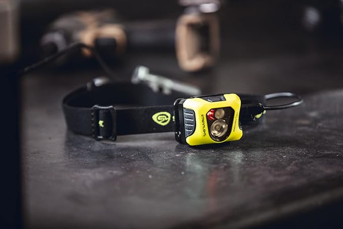 Streamlight 61436 Enduro Pro 200-Lumen USB Rechargeable LED Headlamp with Elastic Head Strap, Rubber Hard Hat Strap, 3M Dual Lock Fasteners, and USB Cable, Yellow