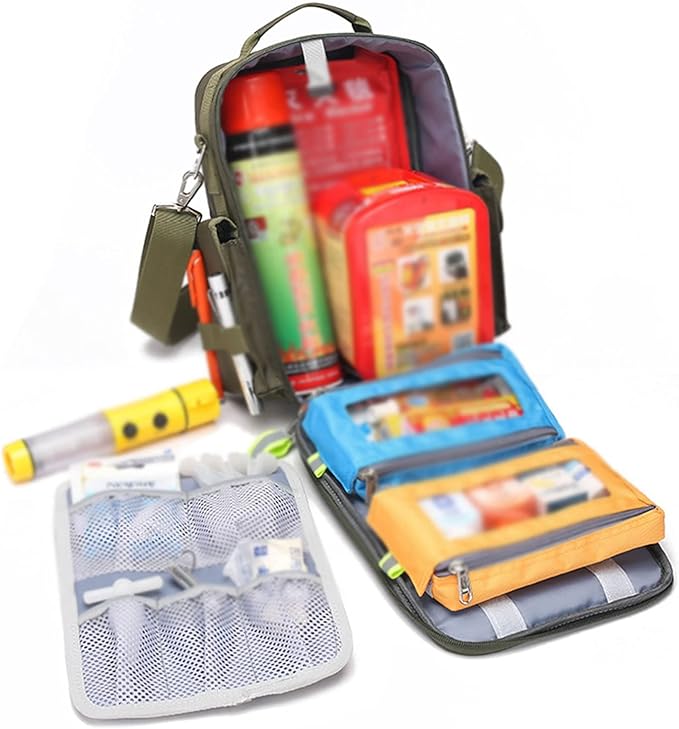 First Aid Bag Empty,Travel Rescue, Responder Storage Survival Trauma Emergency Backpack for Hiking Camping(Army Green)