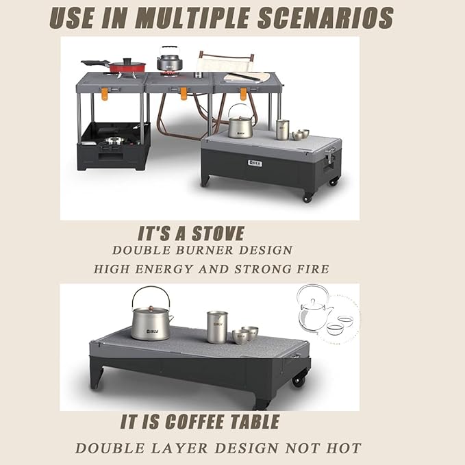Folding Camping Kitchen Table with Cookware Tableware Sets,Aluminum Portable Outdoor Cooking Table,for Outdoor Picnic