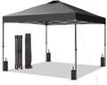 GDY 12x12 Pop Up Canopy Patio Carpas, One Push Set up with Central Lock Canopy with Wheeled Carry Bag, Included 4 Sandbaogs,8 Stakes and 4 Ropes, Black