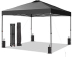 GDY 12x12 Pop Up Canopy Patio Carpas, One Push Set up with Central Lock Canopy with Wheeled Carry Bag, Included 4 Sandbaogs,8 Stakes and 4 Ropes, Black