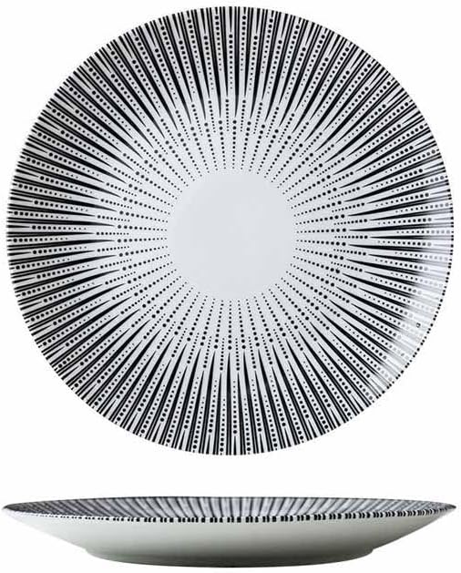 Camping Plates Creative Ceramic Dinner Plate Restaurant Round Dinner Plate Geometric Pattern Dinner Plate Kitchen Tableware Decorative Plate(C,20.6cm/8Inch)