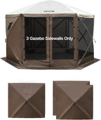 VEVOR 12x12ft Pop Up Gazebo Sidewalls with Window, 3 Solid Waterproof Panels, UV Protection, Wind & Sun Privacy Walls for Outdoor Events, Compatible with Clam, Escape & COBIZI Gazebo Screen Shelters