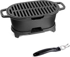 IRONMAX Mini Hibachi Grill Outdoor, Portable Small Charcoal Grill and Tabletop Cast Iron Skillet, 100% Cast Iron, Durable, Camping BBQ Grill Grate 11" x 6.7" for 2 People