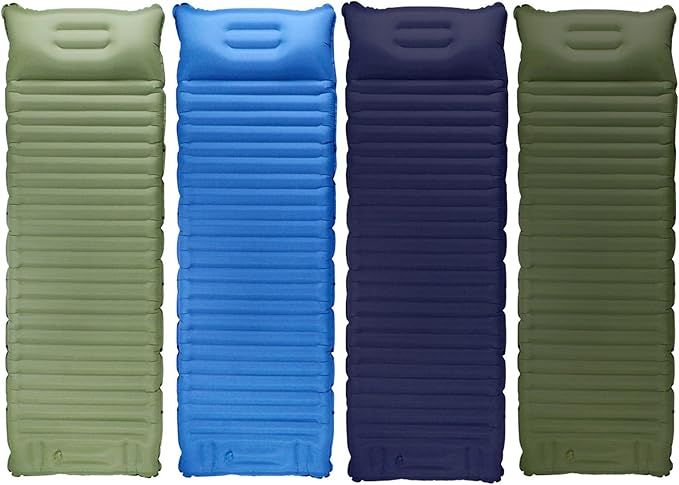 Camping Sleeping Pad Inflatable Mattress, Compact-Portable Lightweight Mat with Built-in Foot Mattress Twin Size Double with Pillow Built-in