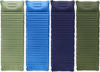 Camping Sleeping Pad Mat with Pillow Built-in Foot Inflatable Sleeping Pads Compact-for Inflating Camping Pad