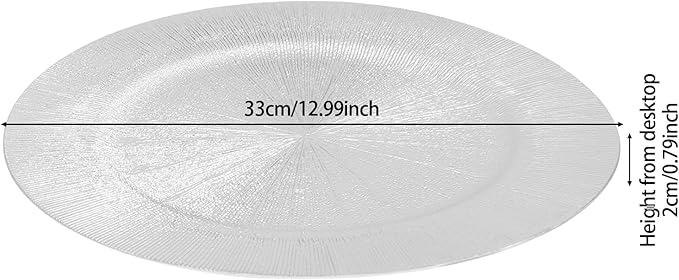 100 PCS Charger Plates Bulk, 13 Inch Decorative Round Dinner Plates, Plastic Dinner Chargers Bulk Serving Plate for Birthday Parties, Holidays, Weddings (Silver)