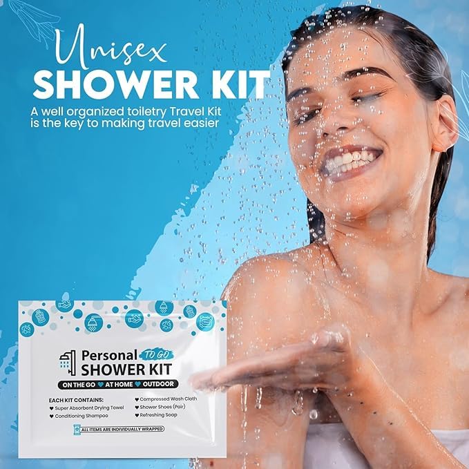 Compact Personal Shower Kit To-Go (Multi-Color) – Your Hygiene Companion for Travel, Gym, Camping | Shower on the Go | Shampoo, Soap, Towel. All in One (5)