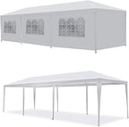 10’x30’Outdoor Canopy Party Event Wedding Tent with 8 Removable Sidewall 3 Rooms,Upgraded Stainless Steel Tube Waterproof Sun Shelter Canopy for Shows,Camping Etc (10’x30’-8)