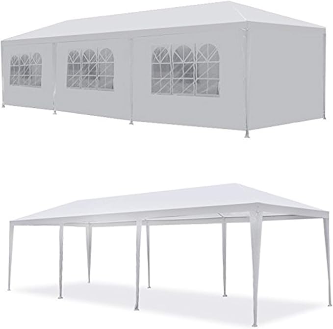 10’x30’Outdoor Canopy Party Event Wedding Tent with 8 Removable Sidewall 3 Rooms,Upgraded Stainless Steel Tube Waterproof Sun Shelter Canopy for Shows,Camping Etc (10’x30’-8)
