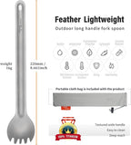 TiTo Titanium Long Handle Spork and Spoon Eco-Friendly Ultralight Portabale Flatware for Outdoor Camping Backpacking Hiking Travel Picnic Tableware with Bag (2Pcs Sandblasting)