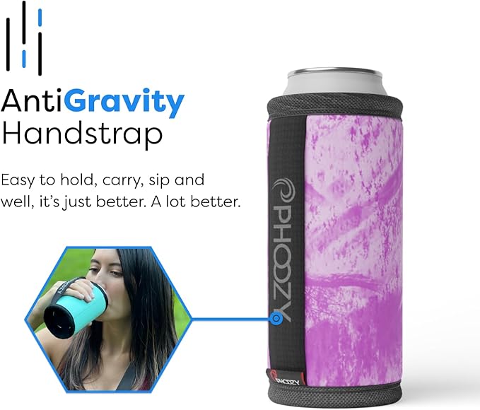 PHOOZY Insulated Can Cooler for Slim 12oz Cans with NASA-Inspired Technology - Patented Koozie That Keeps Drinks Cold 10x Longer - Lightweight Beer Koozie for Outdoor Adventures - Pink