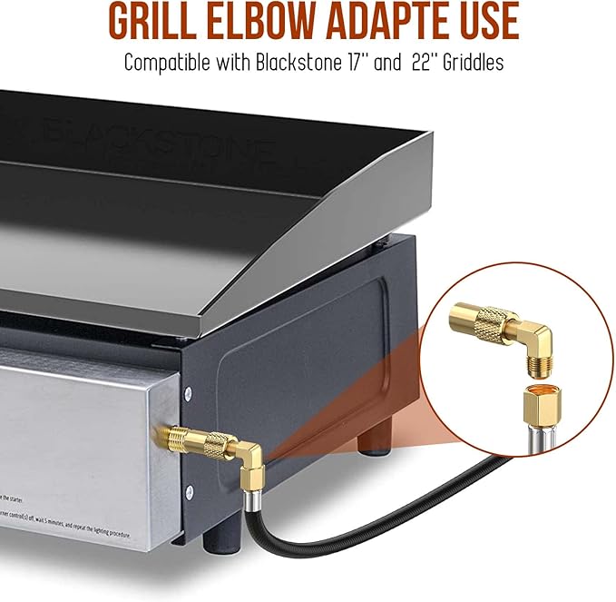 12 FT RV 1/4'' Quick Connect Propane Hose,3/8 Female Flare Nut for Camp Chef Explorer, Fire Bowl Camping Stove Grill Fire Pit Heater,with Elbow Adapter for Blackstone Griddle 17"/22"