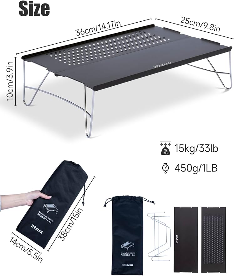 WildCall Mini Solo Folding Table Ultralight Compact with Carry Bag for Backpacking Camping Hiking Beach