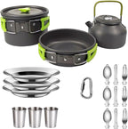 Compatible for Camping Cooking Set Cookware Travel Tableware Outdoor Picnic Teapot for 2-3 Peaple Non-Stick Pots Assorted Sets