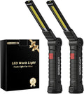 Coquimbo Tool Gifts for Men Him Dad Husband, Rechargeable LED Work Light BBQ Grill with Magnetic Base Hook, 360° Rotate Mechanic Flashlight Mens Easter Birthday Gifts (2 Pack Black)