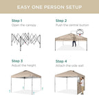 Best Choice Products 10x10ft Pop Up Canopy Tent with Sidewall, 1 Person 1 Minute Set Up, Carry Case, 4 Weight Bags - Sand