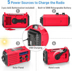 Emergency Weather Radio Solar Hand Crank Battery Operated Portable AM FM Shortwave Radio with NOAA Alert, Flashlight, Reading Lamp, Cellphone Charger,Earphone Jack, SOS Alarm for Home Outdoor Survival