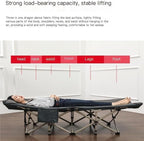 Cotton Linen Fabric Camping Cot for Adult, Comfortable Guest Bed with Headrest, Portable Folding Bed for Sleeping 190 * 70 * 37CM