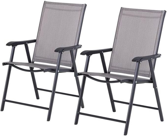 Folding Camping Chairs Set of 4, Portable Outdoor Chairs with Armrests - Heavy Duty Steel Frame, Breathable Mesh, Easy Carry for Camping, Fishing, Concerts