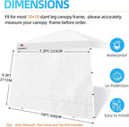 Joramoy Canopy Tent Sidewalls for 10×10 Slant Leg Pop Up Canopy Frame, Instant Sunwall with with Waterproof and UV Protection Layer, Tent Side Panels Shade Wall, 1 Pack Sidewall Only(White)