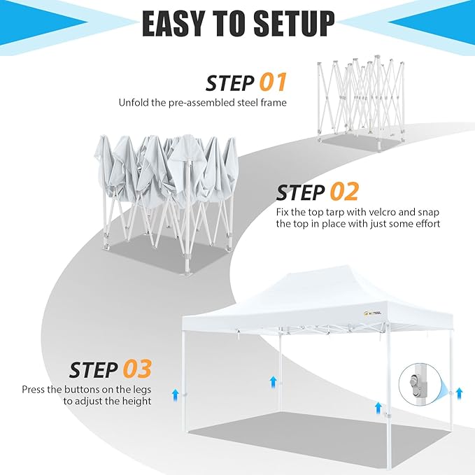 HOTEEL 10x15 Heavy Duty Pop Up Canopy Tent for Parties Event Wedding Commercial Instant Canopy Portable Shelter Folding with Roller Bag, Waterproof UV Resistant, Upgraded Thick Hexagonal Legs, White