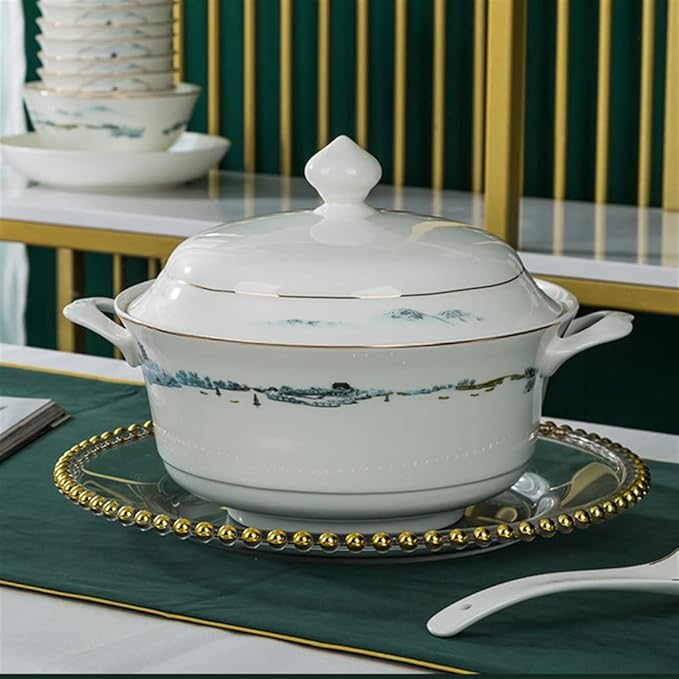 Retro Household Bone Porcelain Tableware Dishes Dishes and Chopsticks Set