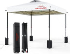 8x8 Pop Up Canopy, Easy Up Canopy Tent, Heavy Duty Tents for Parties, One Person Set Up Event Tent, White