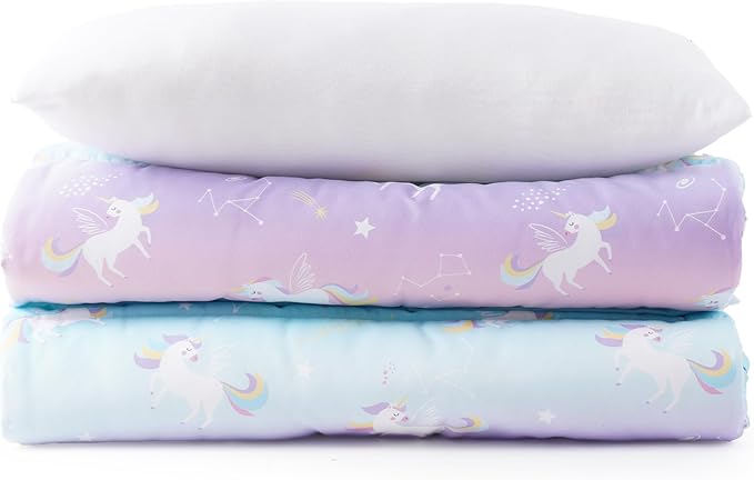 Bunnikins & Clover Toddler Nap Mat with Removable Pillow, Nap Mats for Preschool, Easy Clean Toddler Nap Pad for Kindergarten, Kids Sleeping Bag for Travel Camping