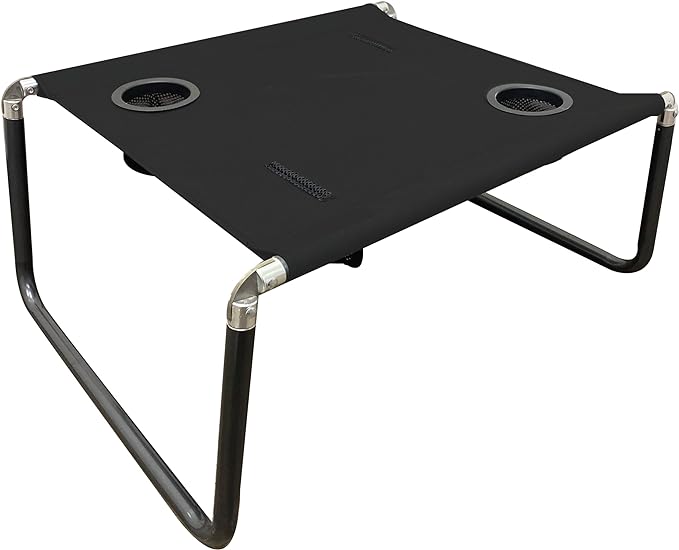 Neso Beach Table - Lightweight, Portable and Foldable Table for Beach, Camping and Outdoor Adventures - Stable Surface - with Cup Holder for Drinks and Phone Pockets - Black
