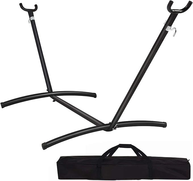 Zupapa 550LBS Weight Capacity Steel Hammock Stand, Adjustable Hooks Fits Hammocks 8 to 10.5 Feet Long, 2 Person, Space Saving Portable with Carrying Bag