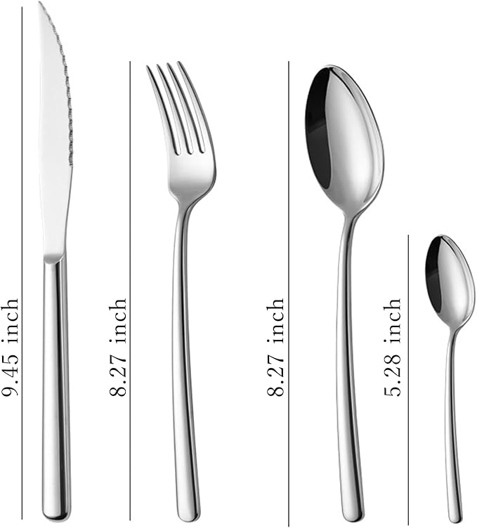 24 Pieces Utensil Sets for 6, Stainless Steel Silverware Set, Luxury Cutlery Sets for Camping, Afternoon tea, Hotel, Dishwasher Safe