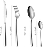 32 Pieces Utensil Sets for 8, Stainless Steel Silverware Set, Luxury Cutlery Sets for Camping, Afternoon tea, Hotel, Dishwasher Safe