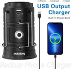 2026 Upadte Solar Lantern Flashlights Charging for Phone, USB Rechargeable Led Camping Lantern, Collapsible & Portable for Emergency, Hurricanes, Power Outage, Storm (2 Pack)