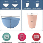 Wrova Wheat Straw Dinnerware Sets 40PCS, Unbreakable Plates and Bowls Sets Service for 8, Microwave and Dishwasher Safe Dish Set, Dinning Plates/Cereal Bowls/Drinking Cups for Kitchen,Camping-Nordic